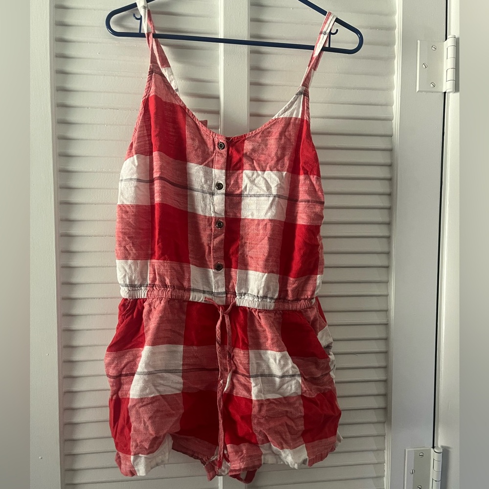 Romper, old navy, red & white plaid